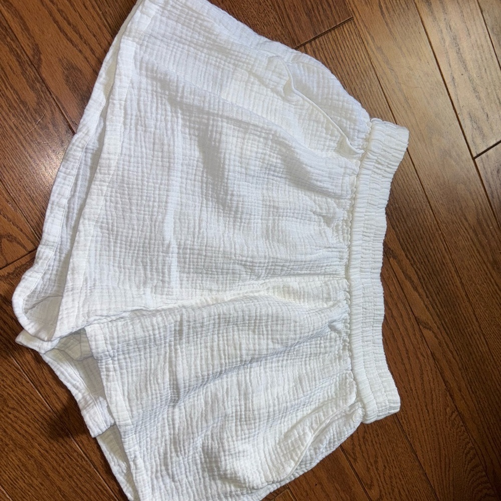 Women's Calia Linen Waffle White Shorts